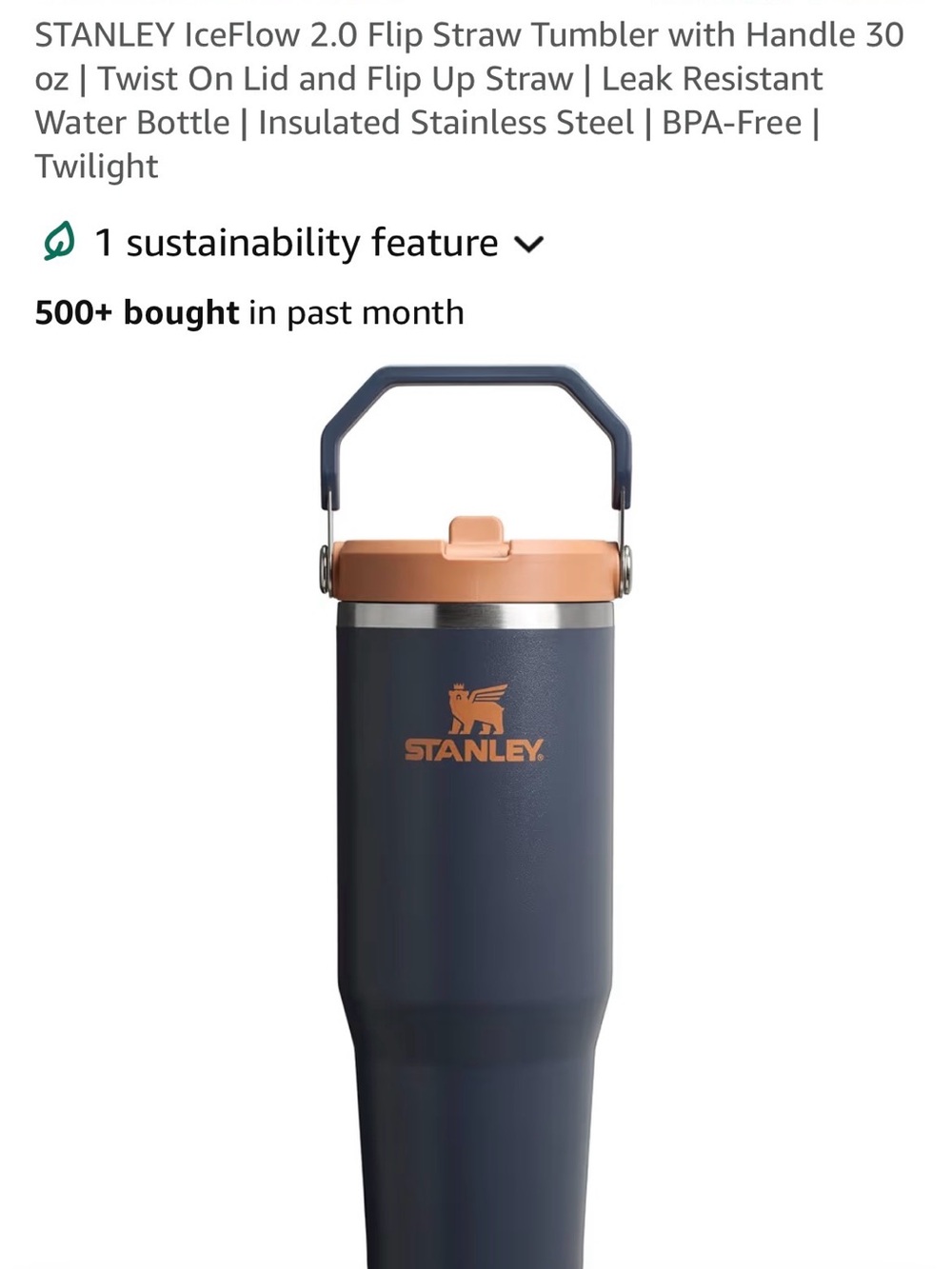 Stanley 30 oz. IceFlow 2.0 Flip Straw Tumbler Navy new never used!
